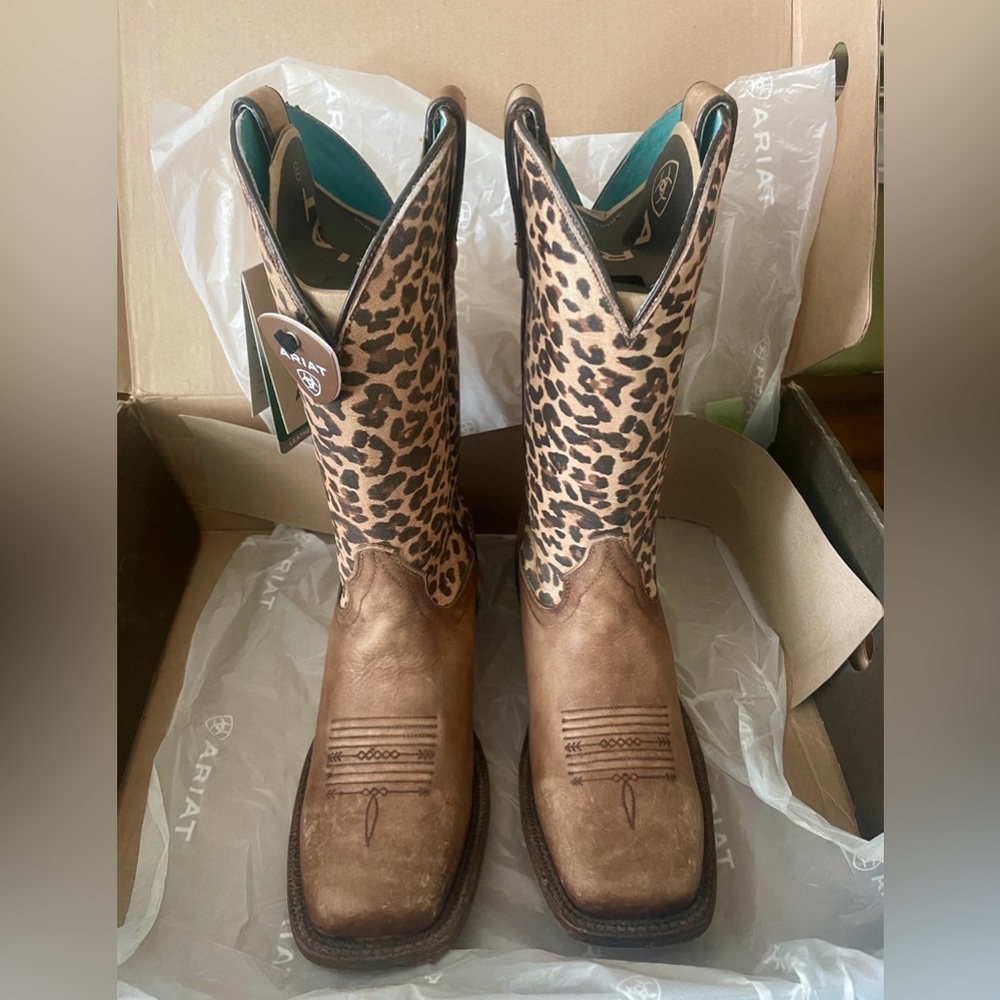 Ariat Leopard Print and Brown Women's Boots